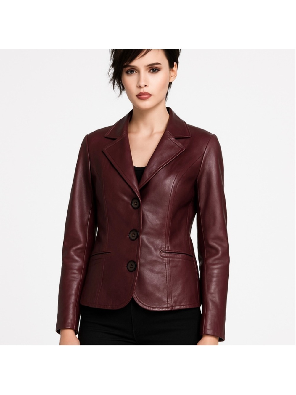 Vintage Danier Italian Leather Blazer Jacket Plum Burgundy Made in Canada, M
